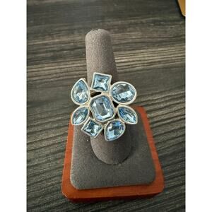 T.Tahari Sky Blue Silver Stretch Ring